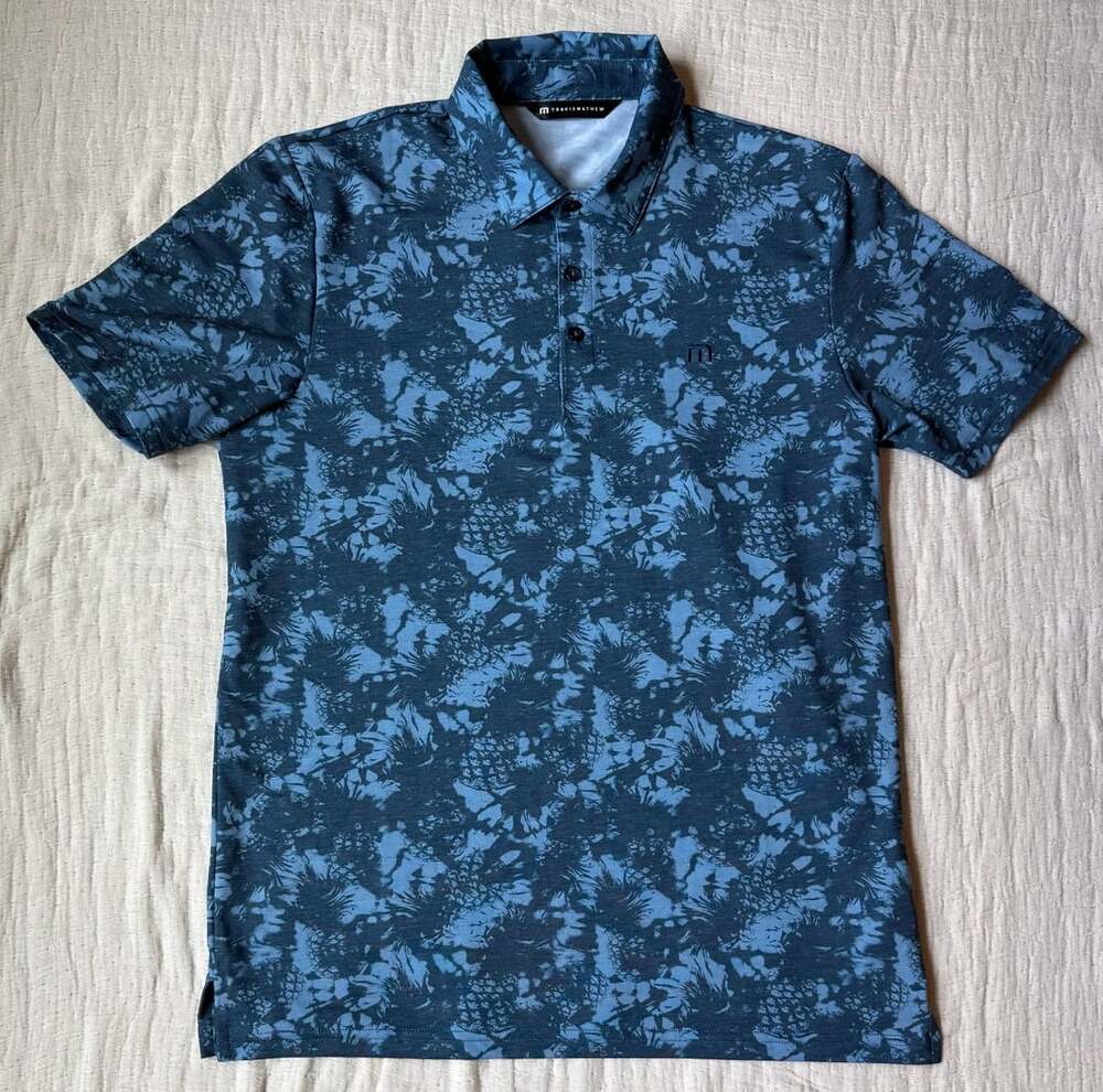 TravisMathew Blue Polo Shirt Size M